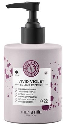 Maska na vlasy s barevnými pigmenty, Maria Nila, Colour Refresh, odstín Vivid Violet, 699 Kč (300 ml). Koupíte na www.bezvavlasy.cz.