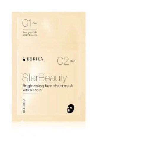 StarBeauty, rozjasňující plátýnková maska s 24karátovým zlatem, Korika (249 Kč)