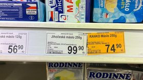 Cena másla astronomicky roste. Někde vás už přijde na rovných sto korun - např. ve Strakonicích.