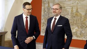 Společné jednání české a polské vlády v Praze: Petr Fiala a Mateusz Morawiecki