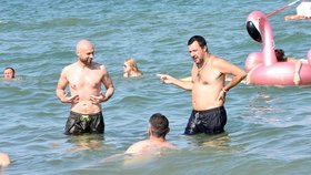 Italský ministr vnitra Matteo Salvini na pláži v letovisku Milano Marittima.