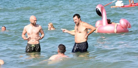 Italský ministr vnitra Matteo Salvini na pláži v letovisku Milano Marittima.