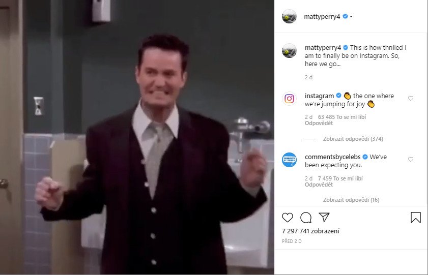 Matthew Perry si konečně založil účet na instagramu