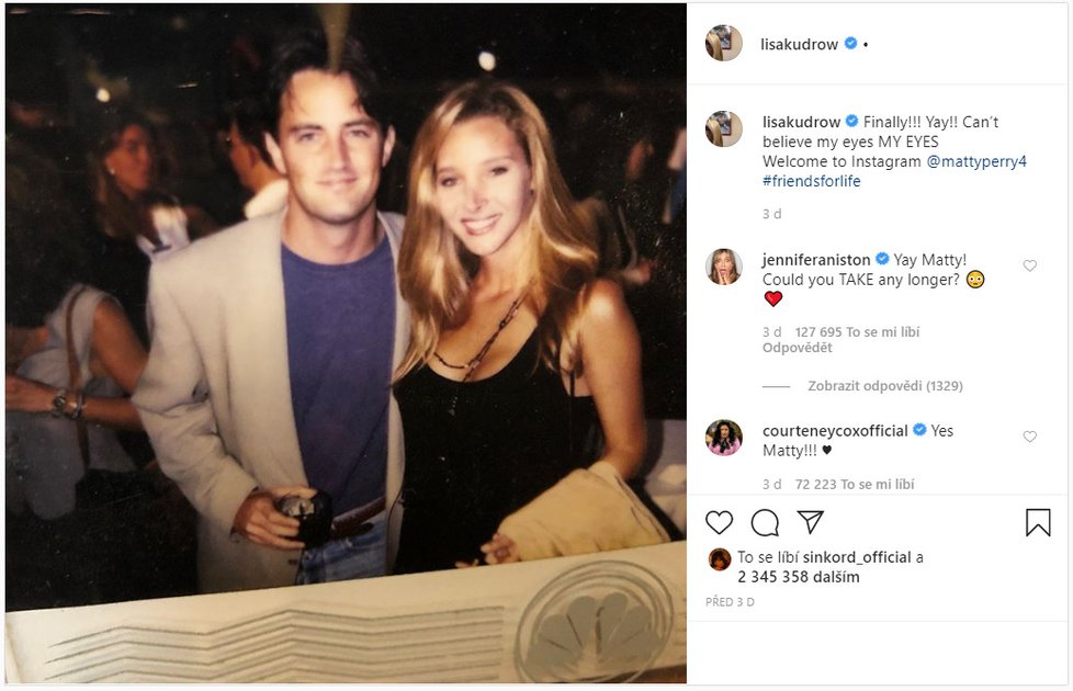 Matthew Perry si konečně založil účet na instagramu