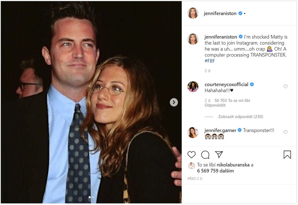 Matthew Perry si konečně založil účet na instagramu