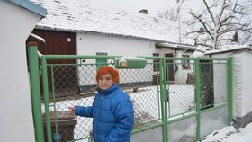 Věra Bugnerová u vrat svého domu, odkud Matýsek zřejmě vyběhl.