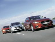Mazda 3 2.2 Skyactiv-D vs. Honda Civic a Ford Focus 