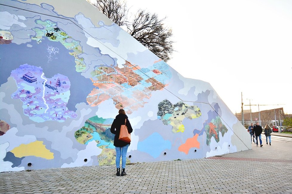 Takto vypadal původní mural tvůrčího tandemu Pavla Duška a Josefa Šmída.