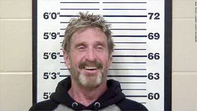 John McAfee roku 2015, zadržen za řízení pod vlivem a držení zbraně.