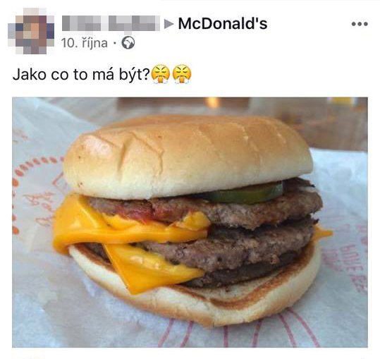 Reakce zákazníků fast foodu ze sociálních sítí