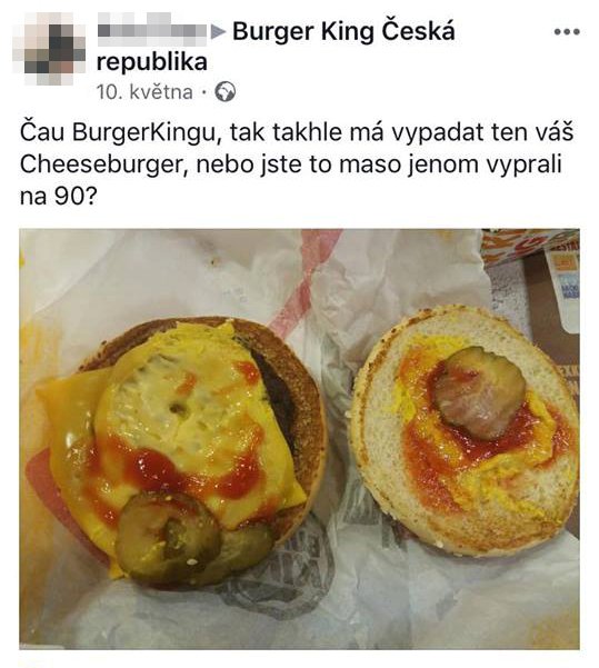 Reakce zákazníků fast foodu ze sociálních sítí