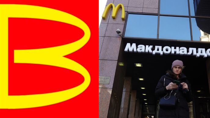 Koláž McDonalds v Rusku a logo Strýček Váňa