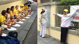 V Bubenči přivázali ženu k plotu. »Falun Gong« brojí proti vraždám v Číně