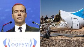 Ruský premiér Medveděv připustil, že se letadlo mohlo stát terčem teroristického útoku.