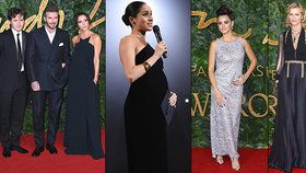 Těhotná vévodkyně Meghan zastínila na British Fashion Awards ostatní světové modelky.