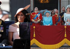 Harry a Meghan si odbyli premiéru na balkoně Buckinghamského paláce při příležitosti narozenin královny.