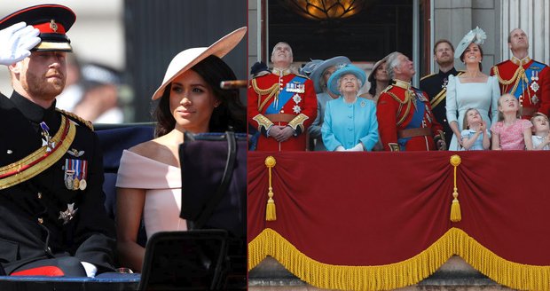 Premiéra Meghan a Harryho na balkoně Buckinghamského paláce. Nebyli vidět, zastínili je Kate a Charles