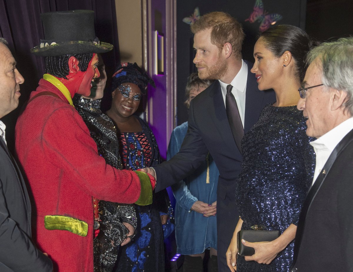 Princ Harry a vévodkyně Meghan Markleová na show Cirque du Soleil.