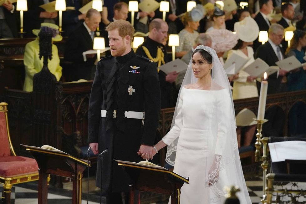 Meghan a Harry na svatbě