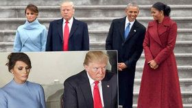 Melania nevypadala na inauguraci příliš šťastně, Donald Trump na ni občas zapomínal.