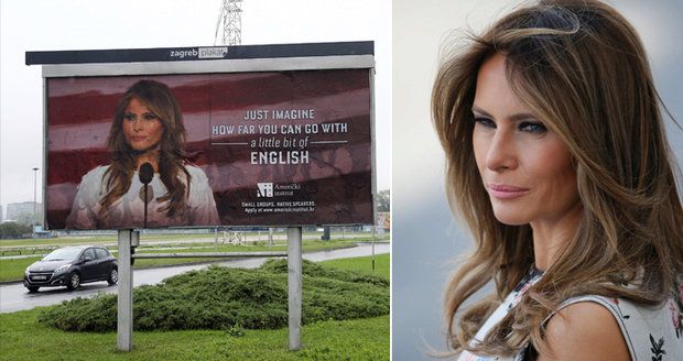 Trumpova žena na billboardu terčem kvůli angličtině. Chorvaté: „Nešlo o zesměšnění“