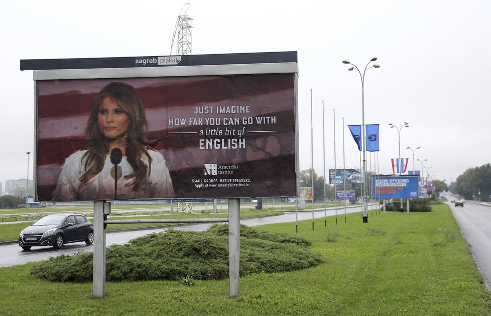 Kvůli Melanii Trumpové v Chorvatsku odstranili billboard, žertoval o její angličtině.