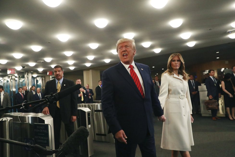 Prezident USA Donald Trump s manželkou Melanií na Valném shromáždění OSN.