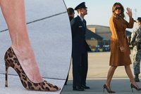 Melania odešla od Trumpa. Na jehlách s leopardím vzorem letěla do Afriky na týden