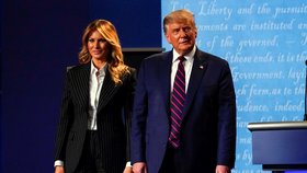 První debata kandidátů před americkými prezidentskými volbami: prezident Donald Trump s manželkou Melanií