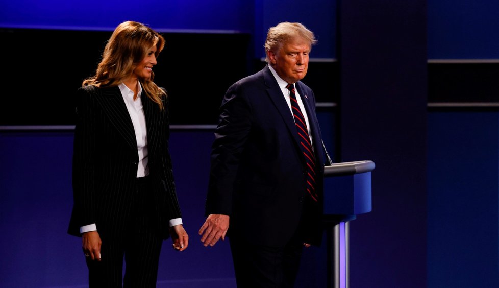 První debata kandidátů před americkými prezidentskými volbami: Americký prezident Donald Trump a jeho manželka, první dáma Melanie Trumpova