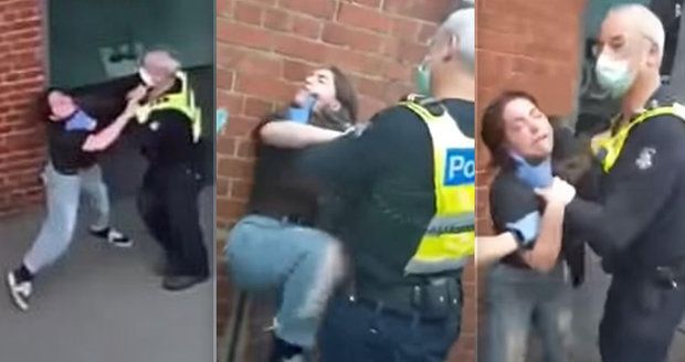 Drsná pacifikace mladé dívky bez roušky: Policista ji zaklekl na zemi!