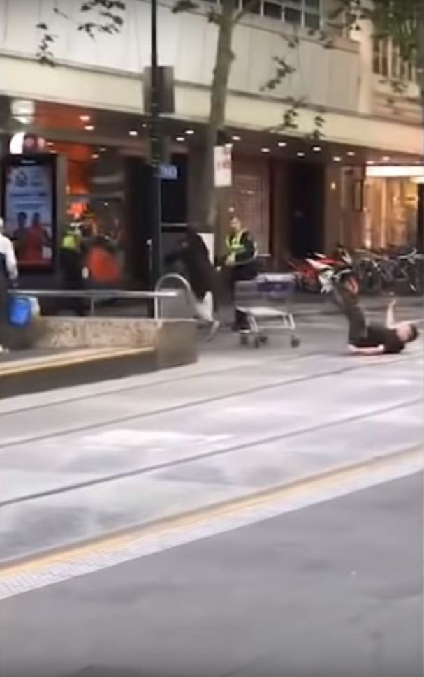 Útočníka srazil nákupním vozíkem.