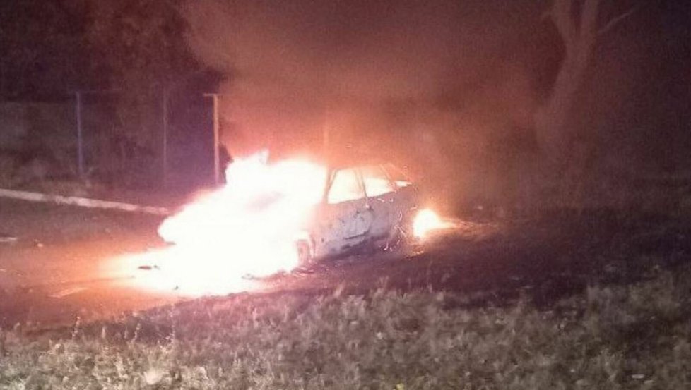Výbuch auta s ruskými okupanty v Melitopolu (20.10.2023)