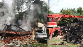 Výbuch plynu a požár rodinného domu na Mělnicku! Na vině je zřejmě láhev propan-butanu.