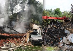 Výbuch plynu a požár rodinného domu na Mělnicku! Na vině je zřejmě láhev propan-butanu.