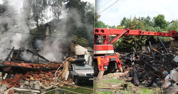 Výbuch plynu a požár rodinného domu na Mělnicku! Na vině je zřejmě lahev propan-butanu