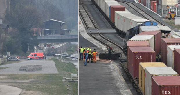 V Mělníku v přístavu se na vlečce srazily vlaky: Strojvedoucí je zraněný