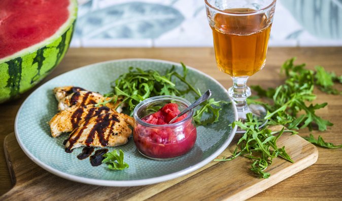 Kuřecí plátky s melounovou chilli omáčkou Kuřecí plátky s melounovou chilli omáčkou
