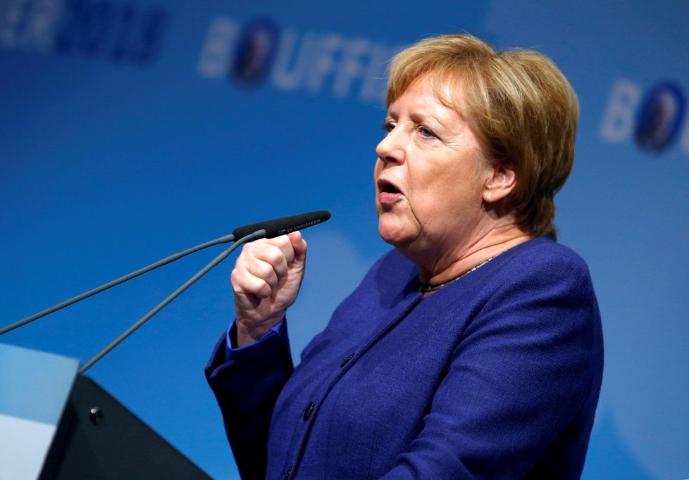 Angela Merkelová během volebního meetingu v Dieburgu (23.10.2018).