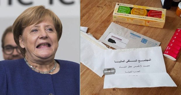 Žiletky a bílý prášek. Politici včetně Merkelové dostali výhrůžné dopisy v arabštině