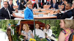 Zatímco německá kancléřka jedná, její manžel se dobře baví s ženami politiků.