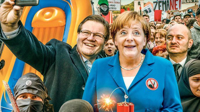 Angela Merkelová - ilustrační koláž