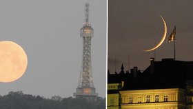 V kouzelných momentech zachytil Dušan Gejdoš měsíc na obloze nad Prahou.