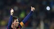 Hvězda Barcelony Lionel Messi se raduje po gólu do sítě Elche