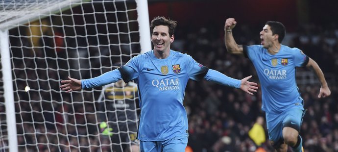 Útočník Barcelony Lionel Messi se raduje po gólu do sítě Arsenalu