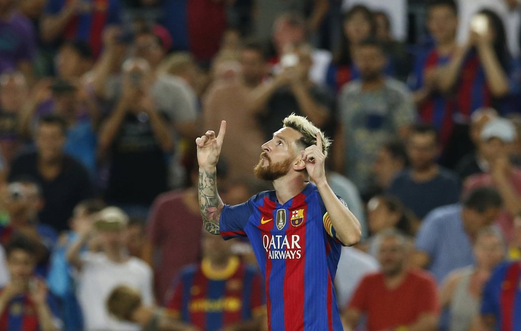 Útočník Barcelony Lionel Messi zaznamenal proti Celtiku hattrick