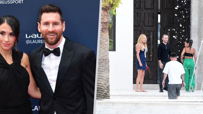Leo Messi s manželkou na prohlídce domu