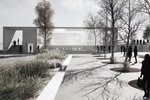 Vizualizace vítězného návrhu Petr Stolín Architekt - hlavní vstupní průčelí stanice