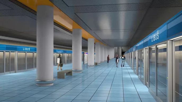 Vizualizace nástupiště Libuš na metru D v roce 2011. Vizualizace nástupiště Libuš na metru D v roce 2011.