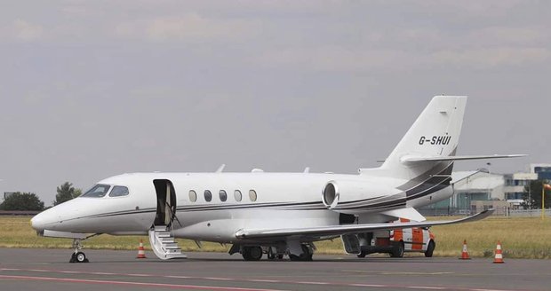 K dopravě do Česka využil Ed Sheeran Cessnu Citation 680A Latitude Air Charter Scotland.